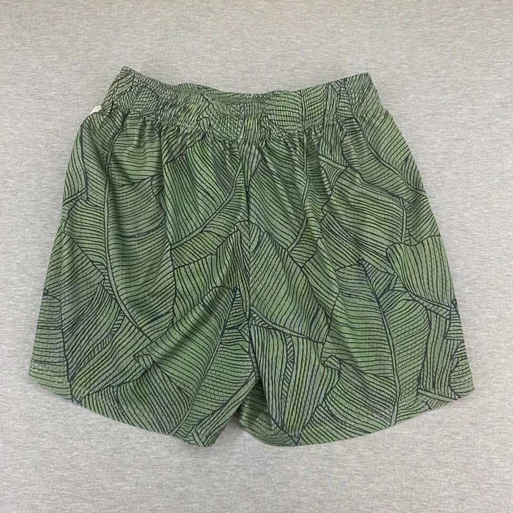 Inaka Power Mesh Shorts Boys XL Green Banana Leaf Print Athletic Gym Basketball